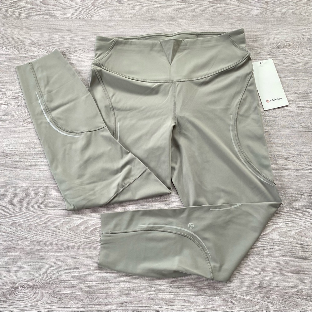 Nwt Lululemon Base Pace High Rise Tight 25" Reflective in Gull Grey Size 12
